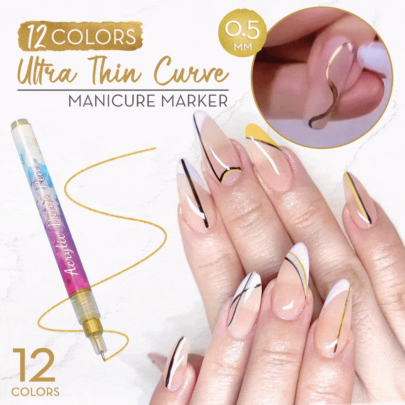 12 Colors Ultra Thin Curve Manicure Marker